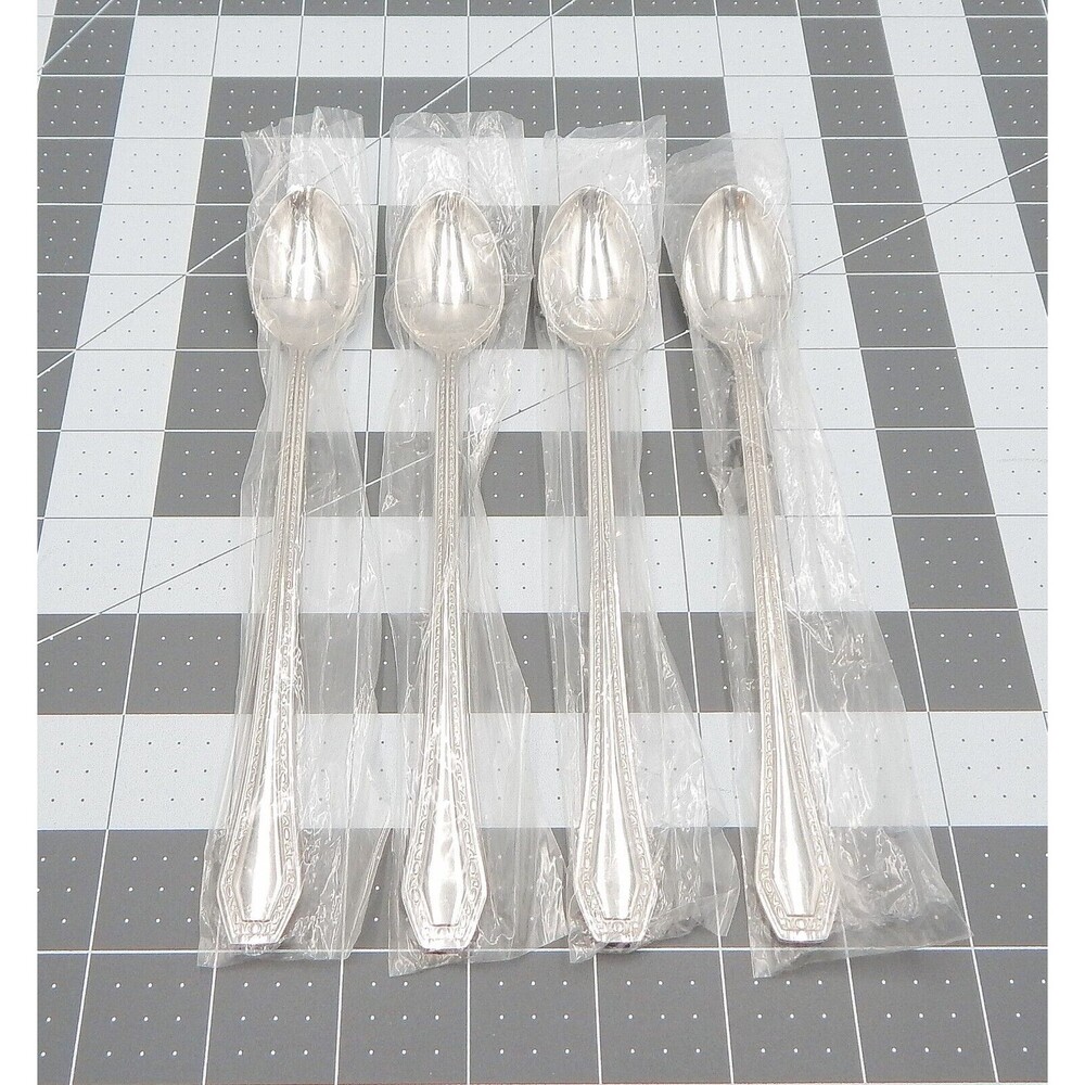 Reed & Barton Stainless Iced Teaspoon Copley Flatware Dot Dash Flatware Set of 4